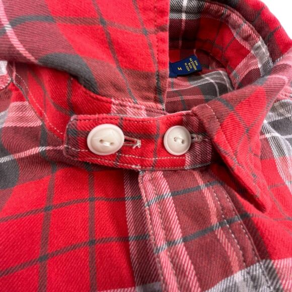 Polo Ralph Lauren Loop Collar Flannel Shirt Men M Red Plaid Long Sleeve Designer - Picture 2 of 12